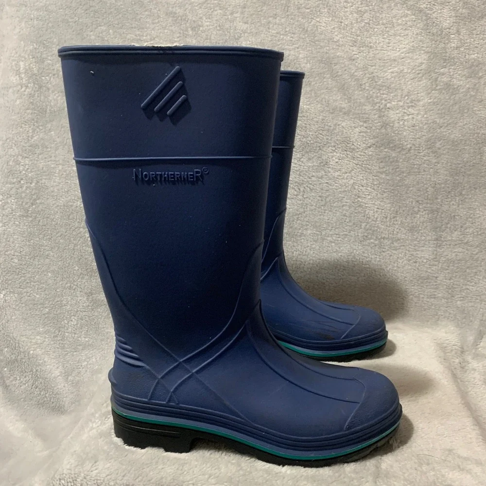 Northerner Rubber Rain Boots Blue‎ USA Made Waterproof Mens 4 Womens 6